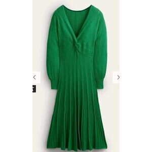 Boden Green Knit V-neck fit and flare midi dress 2